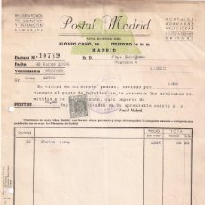 Cartas comerciales: FACTURA POSTAL MADRID. ALONSO CANO. MADRID. RECORDATORIOS COMUNIÓN, ESQUELAS POSTALES ..