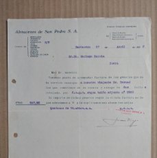Cartas comerciales: CARTA ALMACENES DE SAN PEDRO S.A BARBASTRO HUESCA AÑO 1932