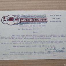Cartas comerciales: CARTA PEDRO BERNARDOS ZARAGOZA AVDA MADRID 129 1931 FÁBRICA SILLAS SILLERÍA LUJO BUTACAS CINE TEATRO