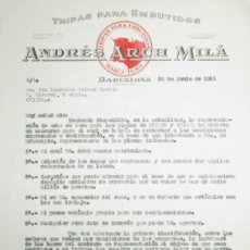 Cartas comerciales: ANDRÉS ARCH MILÁ. TRIPAS PARA EMBUTIDOS MARCA TORO. CARTA COMERCIAL DE 1961.. Lote 397756519