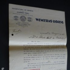 Cartas comerciales: BARCELONA WENCESLAO LLORENS MANUFACTURA ALUMINIO CARTA COMERCIAL 1929. Lote 399044634
