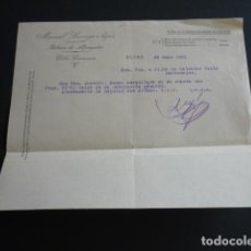 Cartas comerciales: ELCHE ALICANTE FABRICA DE ALPARGATAS MANUEL LUCERGA CARTA COMERCIAL 1931. Lote 399051644