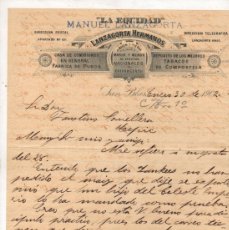 Cartas comerciales: CARTA COMERCIAL FABRICA DE PUROS LA EQUIDAD. LANZAGORTA HERMANOS. MEXICO, 18 DE MARZO DE 1902. Lote 402387164