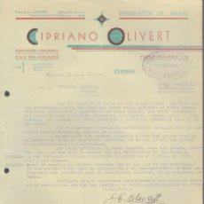 Cartas comerciales: VALENCIA,- CARTA COMERCIAL-CIPRIANO - OLIVERT, S.A. - AÑO 1940, VER FOTO. Lote 403352879