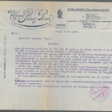 Cartas comerciales: ,- CARTA COMERCIAL- ALFONSO PEREZ PEREZ - AÑO 1938, VER FOTO. Lote 403353084