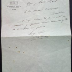 Cartas comerciales: CARTA COMERCIAL DE FÁBRICA DE HIERROS DOMINGO DE ORUETA. GIJÓN-ASTURIAS. 1909