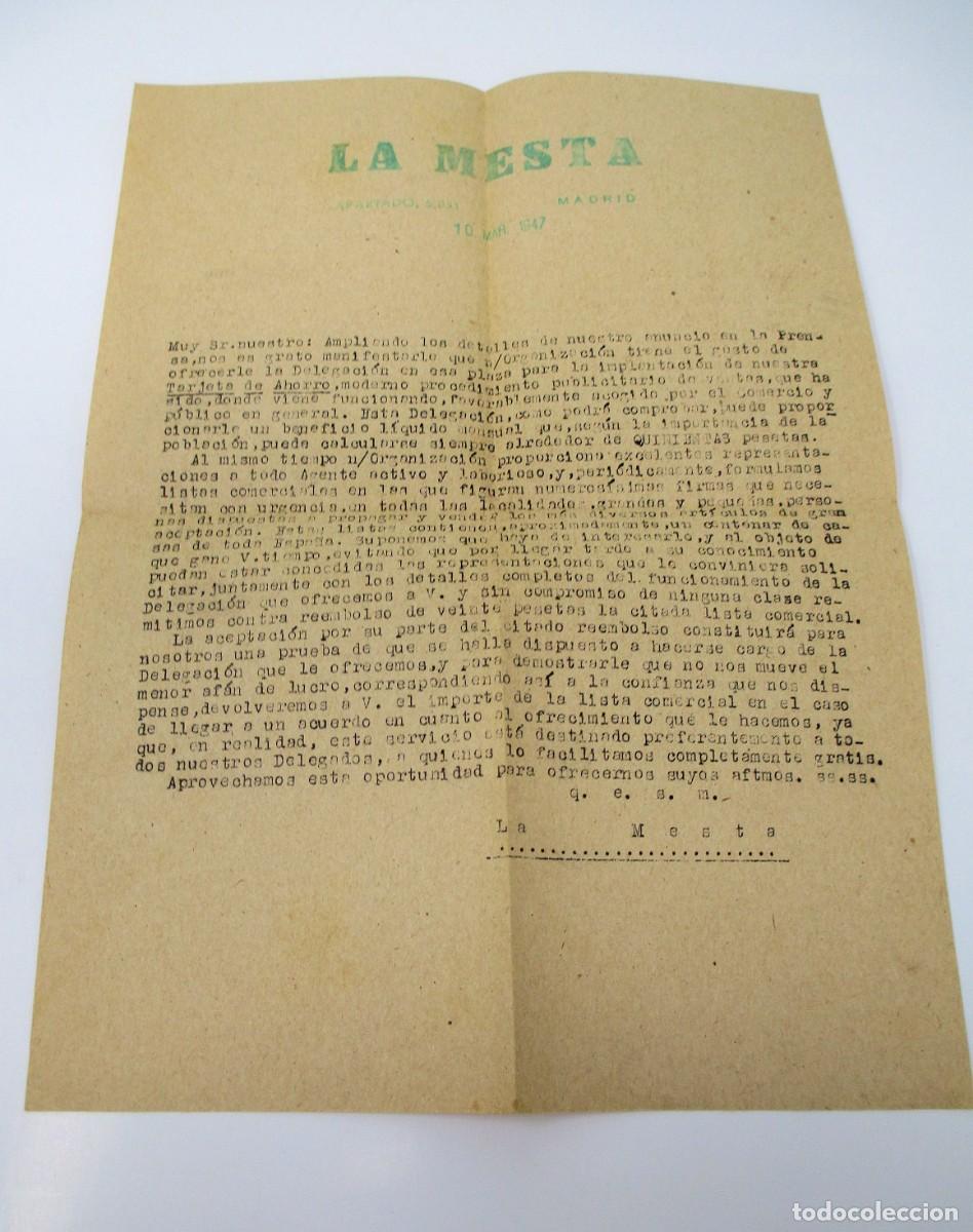 Gesch&auml;ftsbriefe: Carta Comercial de La Mesta de Madrid del 10 de Marzo de 1947