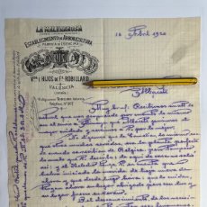 Cartas comerciales: VALENCIA LA MALVARROSA. ESTABLECIMIENTO DE ARBORICULTURA. FÁBRICA DE ESENCIAS ROBILLARD (A.1920)