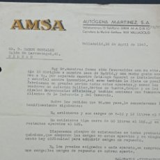 Lettere commerciali: AMSA - MATERIAL CONTRA INCENDIOS. ANTIGUA CARTA COMERCIAL. VALLADOLID 1943