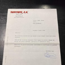 Cartas comerciales: CARTA COMERCIAL. TAVITOYS, S.A. TERRASA - BARCELONA, 1988