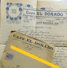 Cartas comerciales: ANTIGUA CARTA ESCRITA. PUBLICIDAD CAFÉ EL DORADO. SAGUNTO. VALENCIA. AÑO 1915.