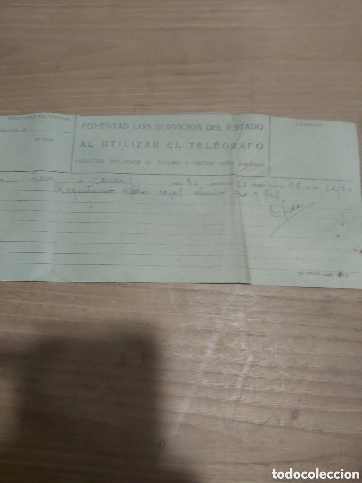 Cartas comerciales: Telegrama documentos tip celta lugo - Foto 1