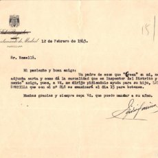 Cartas comerciales: AYUNTAMIENTO DE MADRID - CARTA PARTICULAR -12.02.1943- RECOMENDACIÓN PARA EL BANCO HISPANO AMERICANO