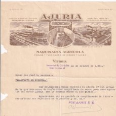 Cartas comerciales: AJURIA. MAQUINARIA AGRÍCOLA. VITORIA. 1931