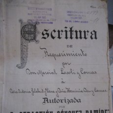 Cartas comerciales: ESCRITURA DE REQUERIMIENTO BARCELONA 1903 DISOLUCION DE M.LASOLI SOCIEDAD EN COMANDITA