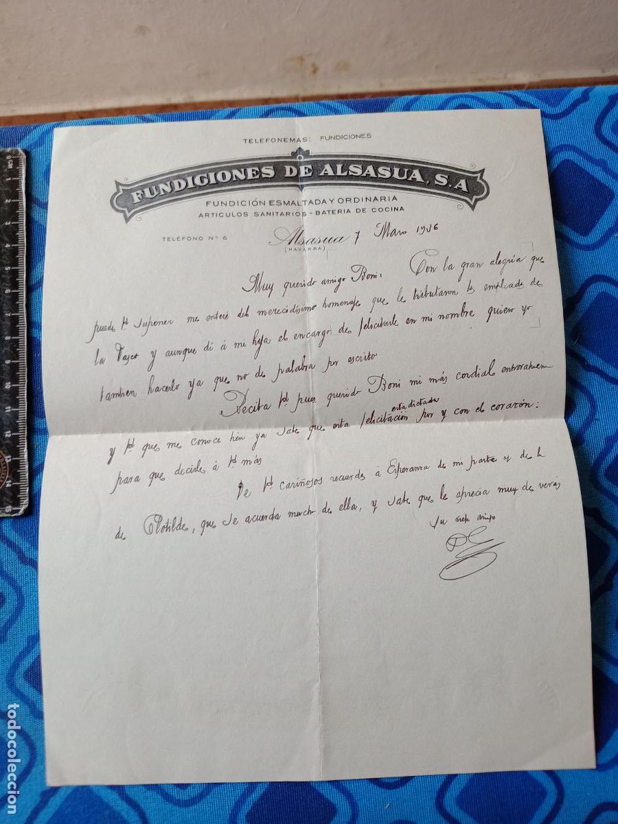 Cartas comerciales: Fundiciones de Alsasua, Navarra. 1936 - Foto 1