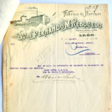 Cartas comerciales: FÁBRICA DE HARINAS. VDA. DE FERNANDO M. REBOLLEDO. LEÓN. / HIJOS DE ANTONIO AVERLY. ZARAGOZA. 1918