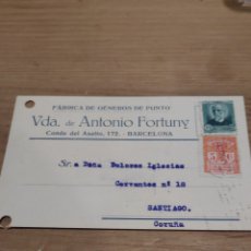 Cartas comerciales: FÁBRICA DE GÉNEROS PUNTO ANTONIO FORTUNY BARCELONA 1934