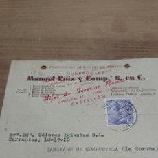 Cartas comerciales: FÁBRICA GÉNEROS PUNTO MANUEL RUIZ BARCELONA HIJOS SEVERINO RAMOS 1945