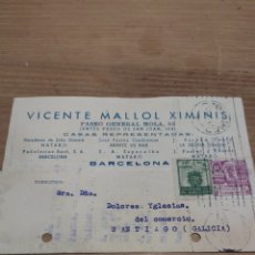 Cartas comerciales: 1944 BARCELONA VICENTE MALLOL XIMINIS REPRESENTANTE