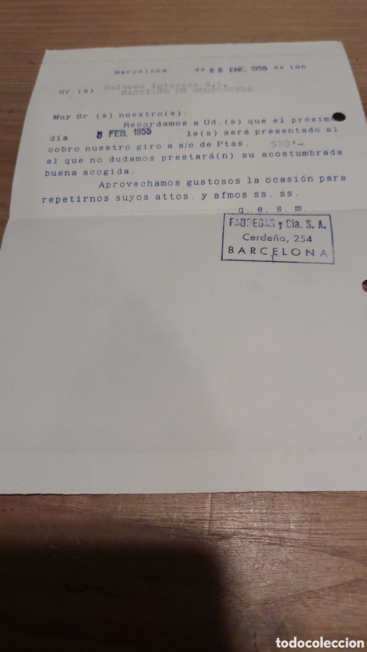 Cartas comerciales: 1955 Barcelona fabregas y c&iacute;a - Foto 2