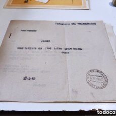 Cartas comerciales: TELEGRAMA VÍA TRANSRADIO VENTA DE NARANJAS, LIMOGES,PORT VENDRES, MARSELLA, LYON,IRÚN 1953