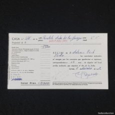 Cartas comerciales: RECIBO COMERCIAL - LUIS PUJOL COTS - ANTONIO BACH COSTA . 1972 . LÉRIDA - DOCUMENTO / CAA 102