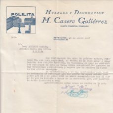 Cartas comerciales: CARTA COMERCIAL DE MUEBLES POLILITA DE M. CASERO GUTIERREZ EN BARCELONA