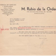Cartas comerciales: CARTA COMERCIAL DE FÁBRICA DE ESPEJOS M. RUBIO DE LA ORDEN EN BARCELONA