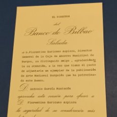 Cartas comerciales: ”” SALUDA DE EL DIRECTOR DEL BANCO DE BILBAO ”” ....1978..