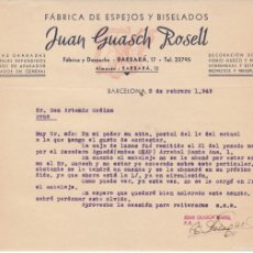 Cartas comerciales: CARTA COMERCIAL DE FÁBRICA DE ESPEJOS JUAN GUASCH ROSELL EN BARCELONA -