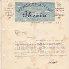 Cartas comerciales: CARTA COMERCIAL DE FÁBRICA DE MUEBLES IBERIA EN BARCELONA -