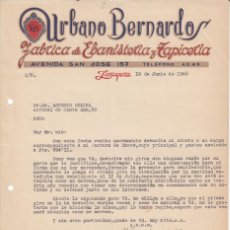 Cartas comerciales: CARTA COMERCIAL DE FÁBRICA DE EBANISTERÍA URBANO BERNARDOS EN ZARAGOZA