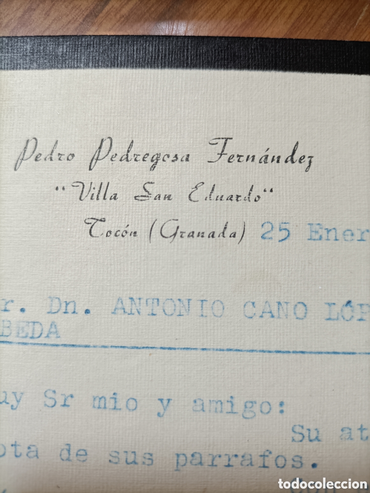 Cartas comerciales: Carta luto Toc&oacute;n Granada a &Uacute;beda Ja&eacute;n - Foto 2