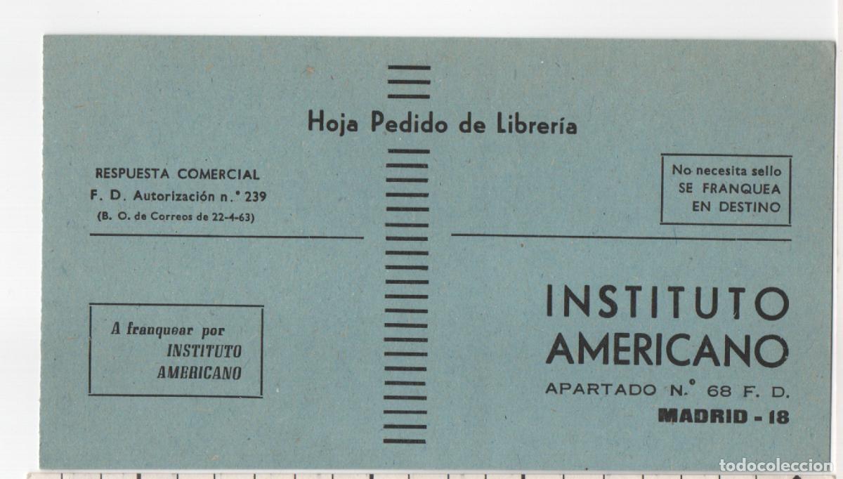 Cartas comerciales: TARJETA DE PEDIDO INSTITUTO AMERICANO - Foto 1