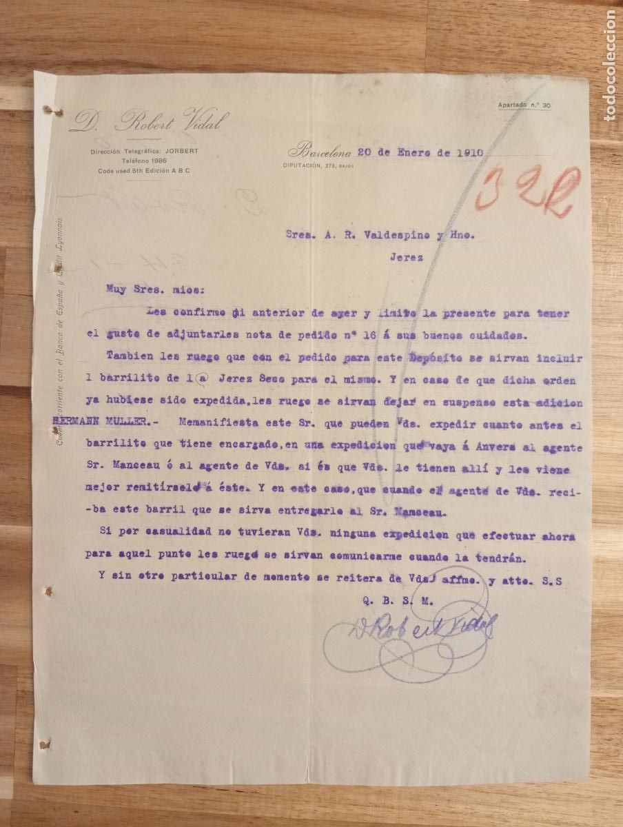 Cartas comerciales: CARTA COMERCIAL. BARCELONA. 1910. D. ROBERT VIDAL. - Foto 1