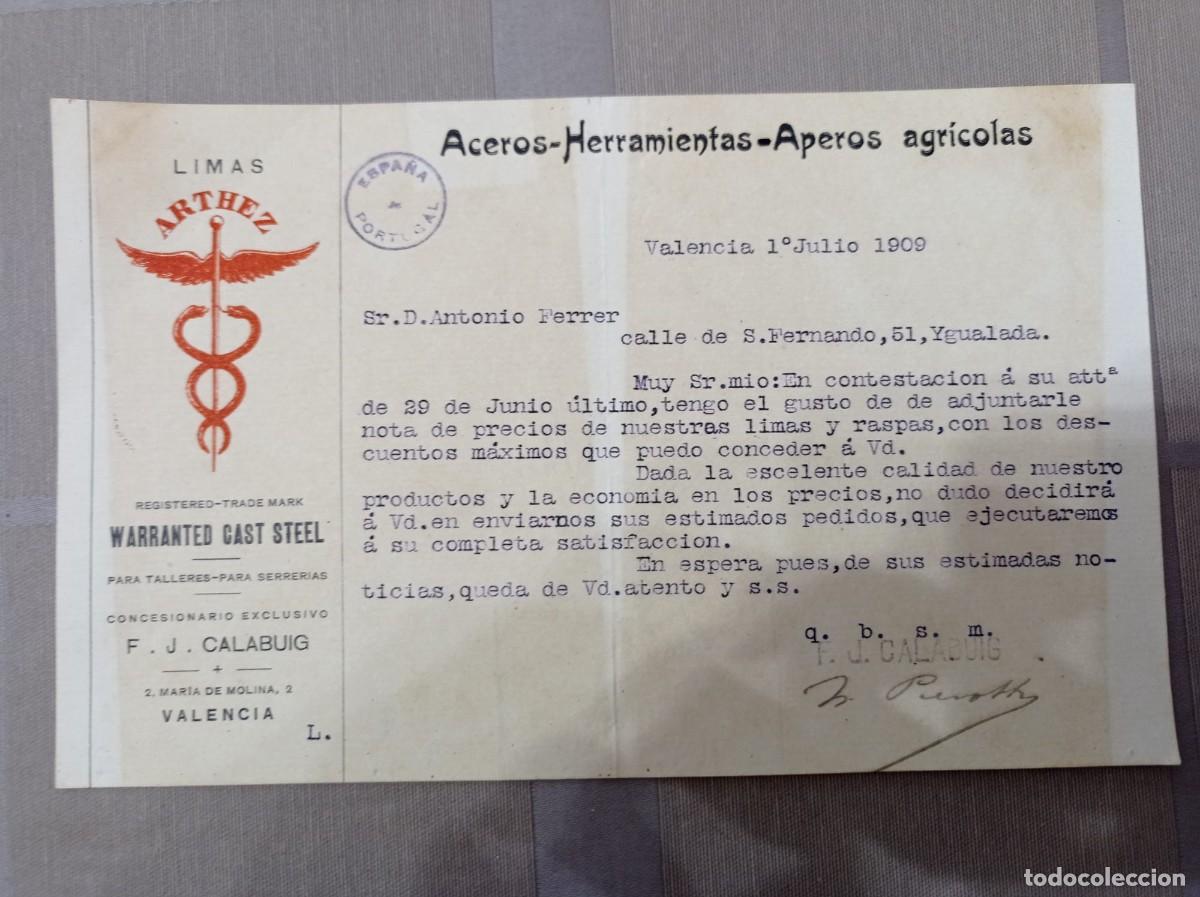 Cartas comerciales: Aceros Herramientas Aperos agr&iacute;colas 1909 - Foto 1