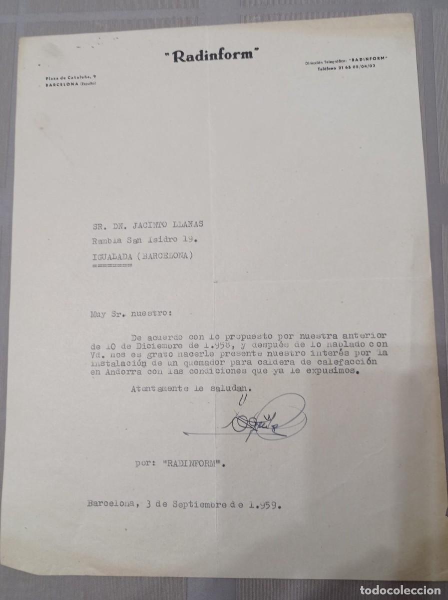 Cartas comerciales: carta Radinform Barcelona 1959 - Foto 1
