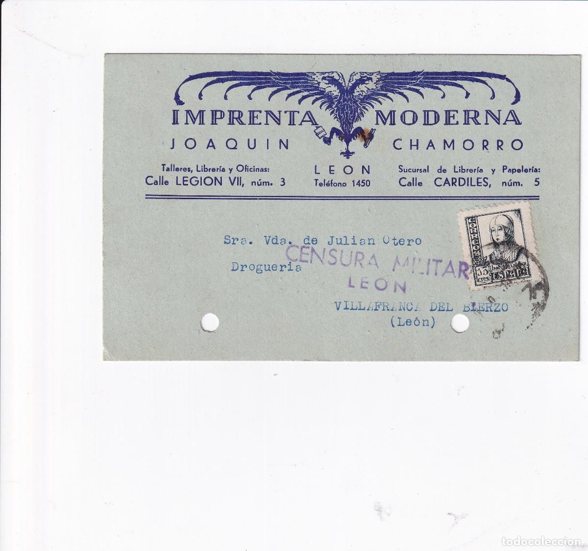 Cartas comerciales: CARTA / DOCUMENTO COMERCIAL DE IMPRENTA MODERNA. LEON. - Foto 1
