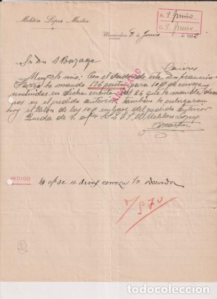 Cartas comerciales: Melit&oacute;n L&oacute;pez Martin. Mont&aacute;nchez. C&aacute;ceres. - Foto 1