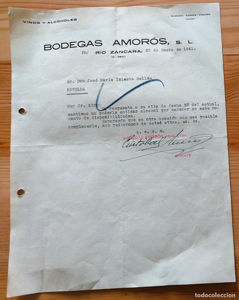 Cartas comerciales: CIUDAD REAL A&Ntilde;O 1941 - BODEGAS AMOR&Oacute;S - Foto 1