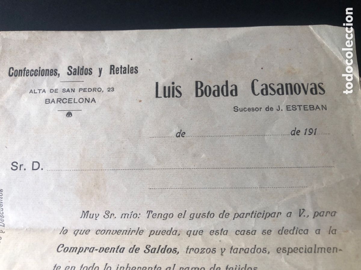 Cartas comerciales: Carta comercial Luis Boada Casanovas Barcelona - Foto 3