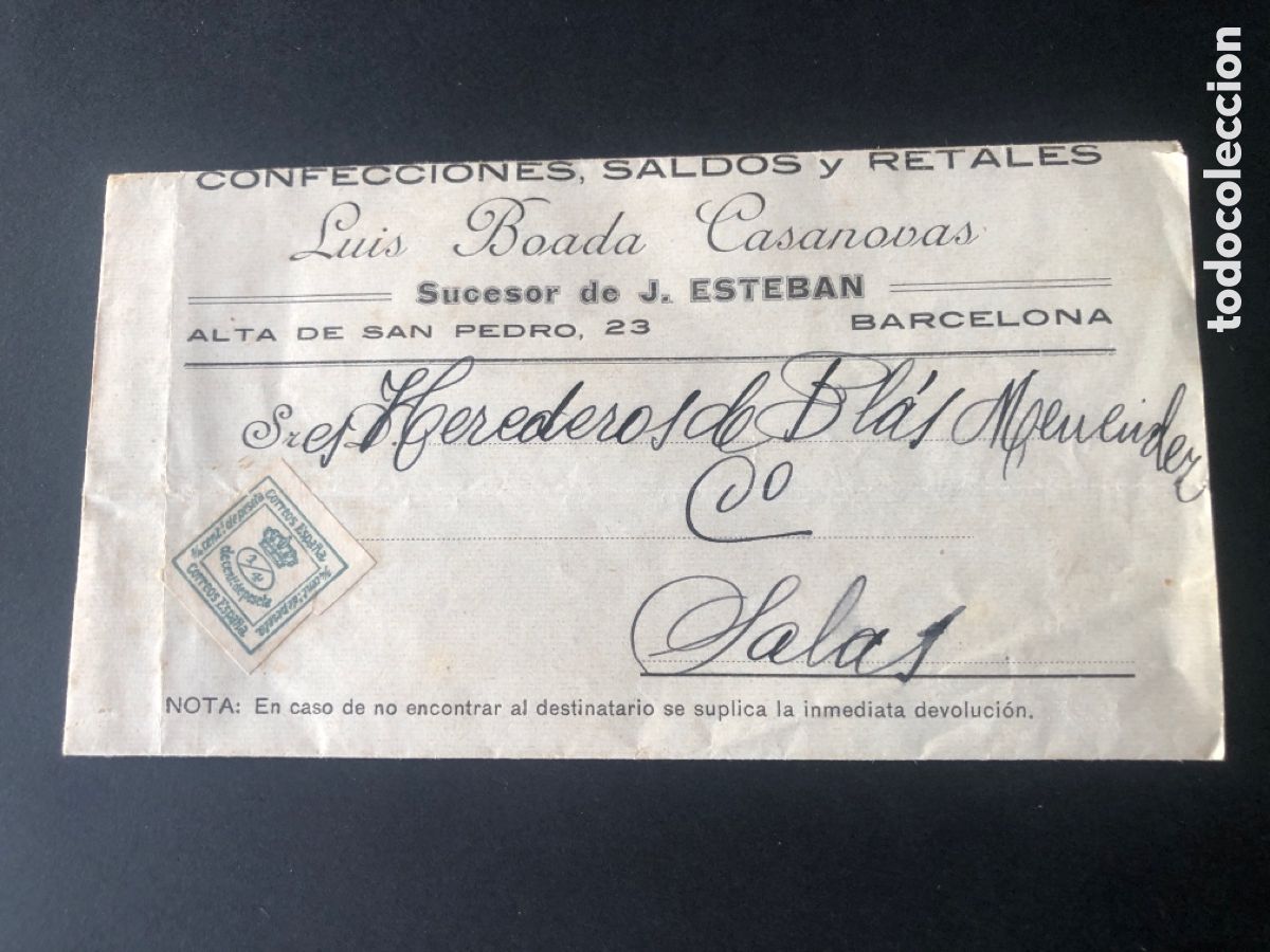 Cartas comerciales: Carta comercial Luis Boada Casanovas Barcelona - Foto 1