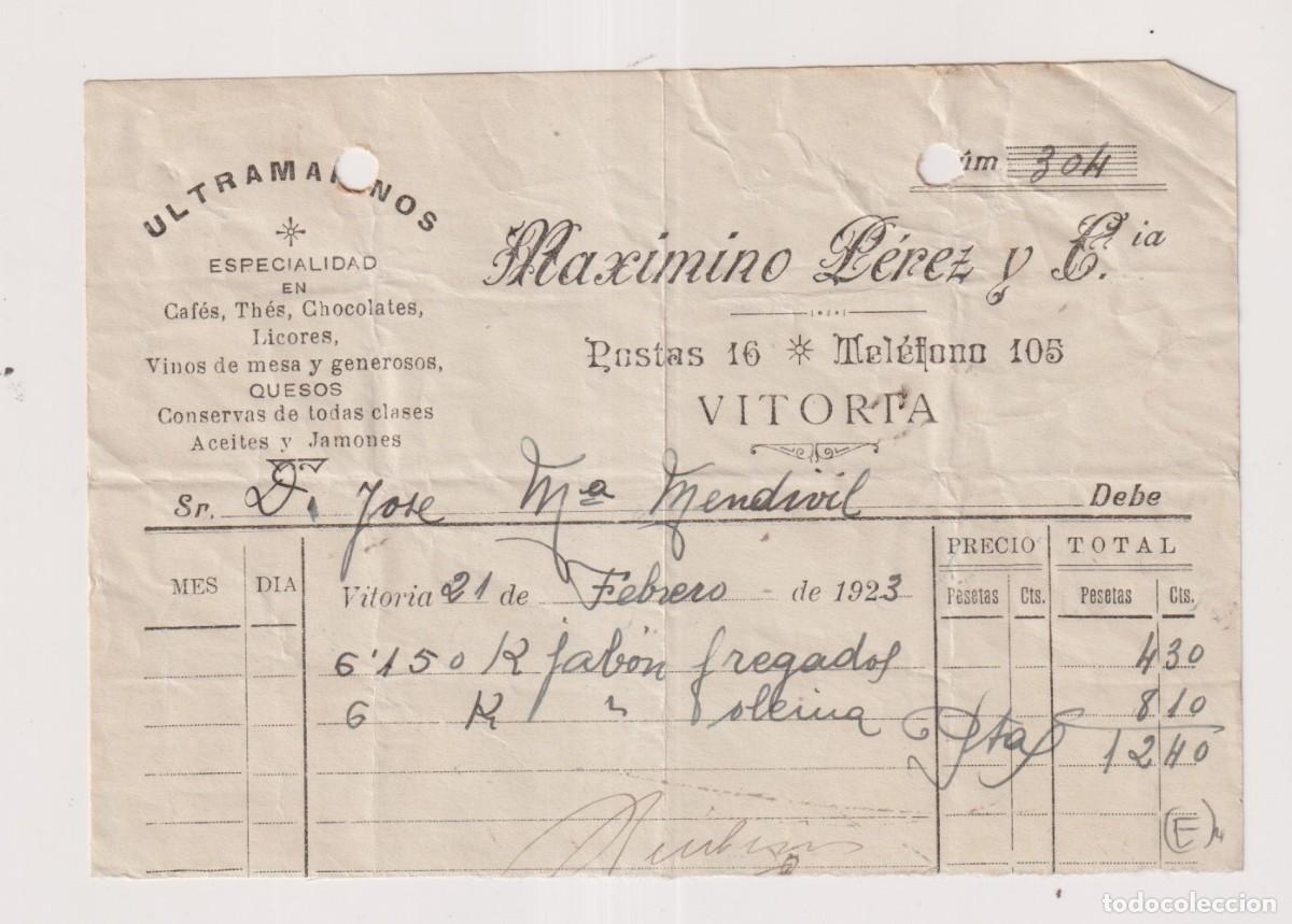 Cartas comerciales: M&aacute;ximo P&eacute;rez y cia. Vitoria. Ultramarinos. - Foto 1