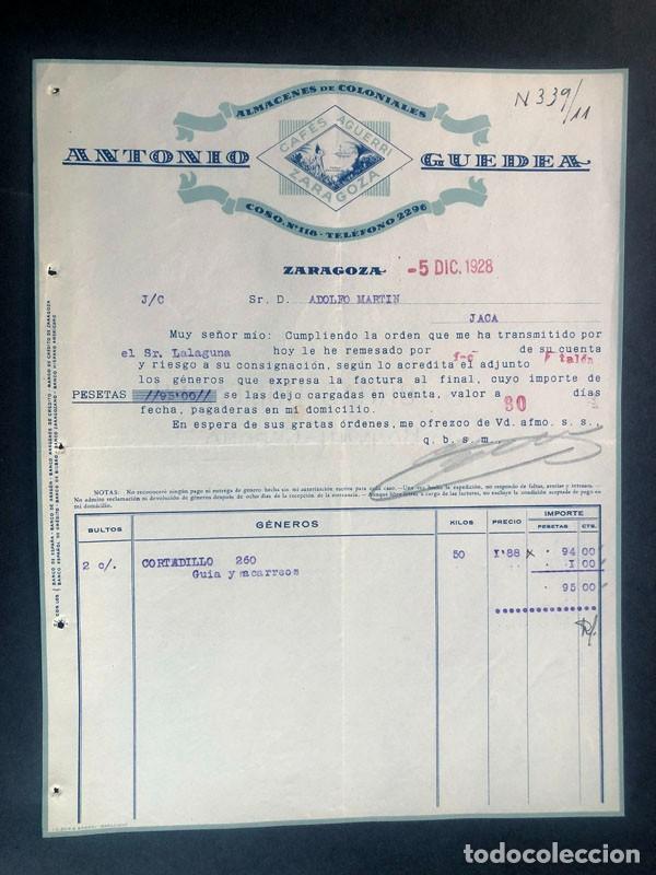 Cartas comerciales: ZARAGOZA 1928 / ANTONIO GUEDEA / COLONIALES / - Foto 1