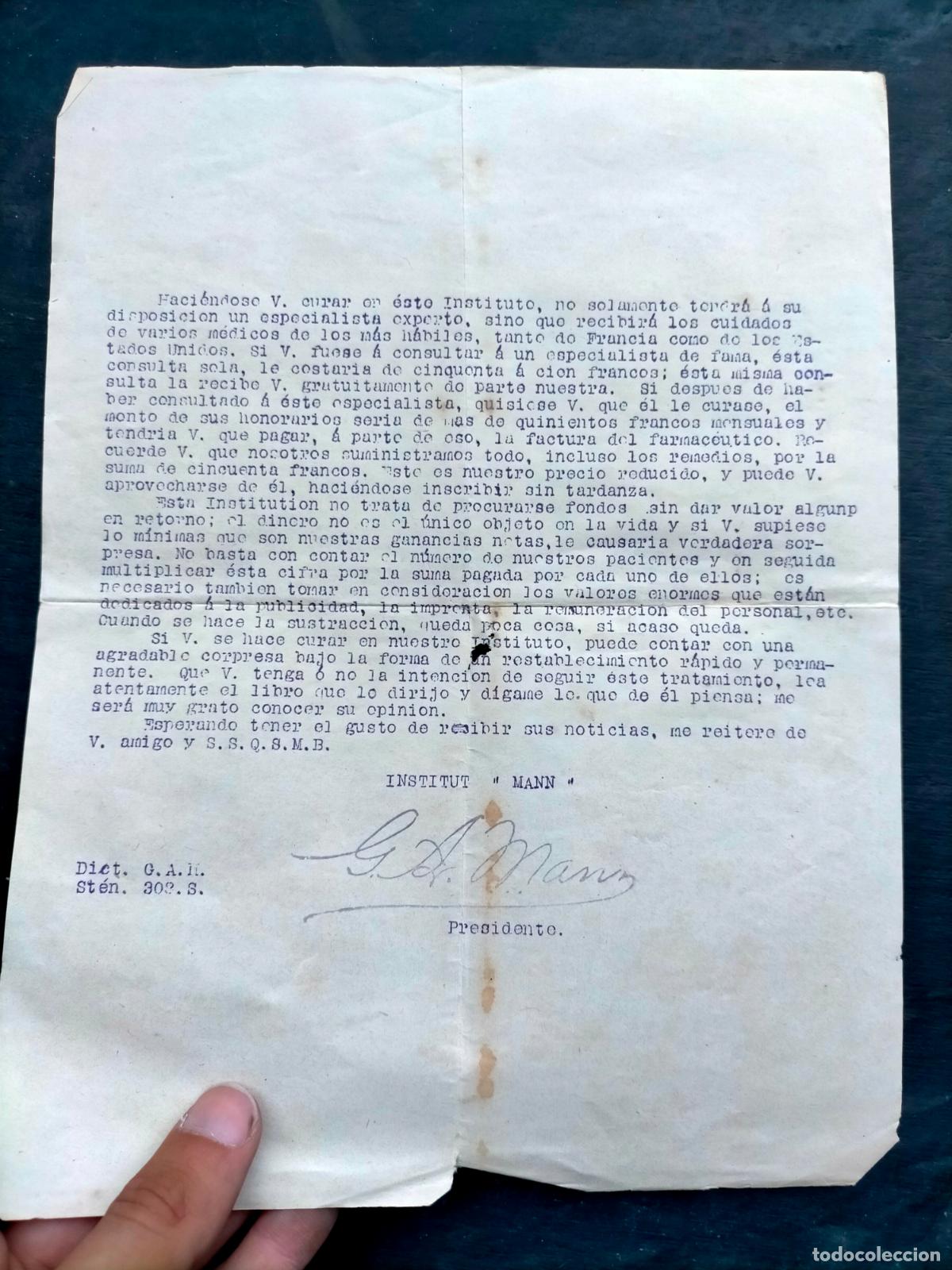 Cartas comerciales: Carta comercial documento Institut Mann Paris siege social - Foto 3