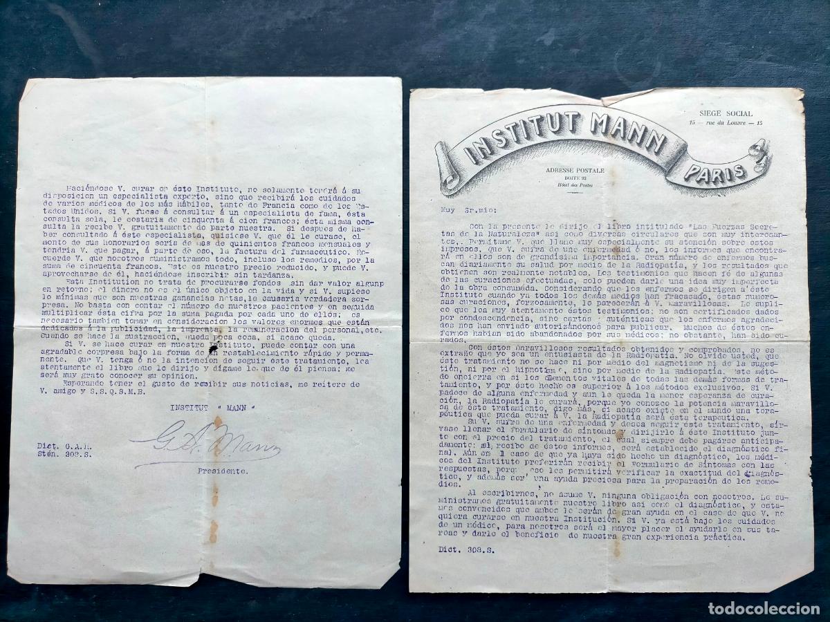 Cartas comerciales: Carta comercial documento Institut Mann Paris siege social - Foto 1