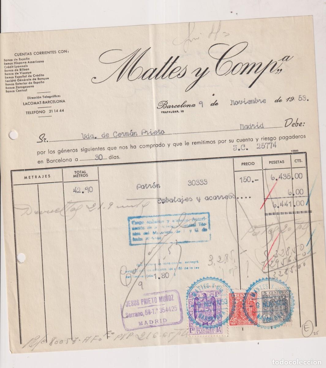 Cartas comerciales: Mattes y Compa&ntilde;&iacute;a. Barcelona. - Foto 1