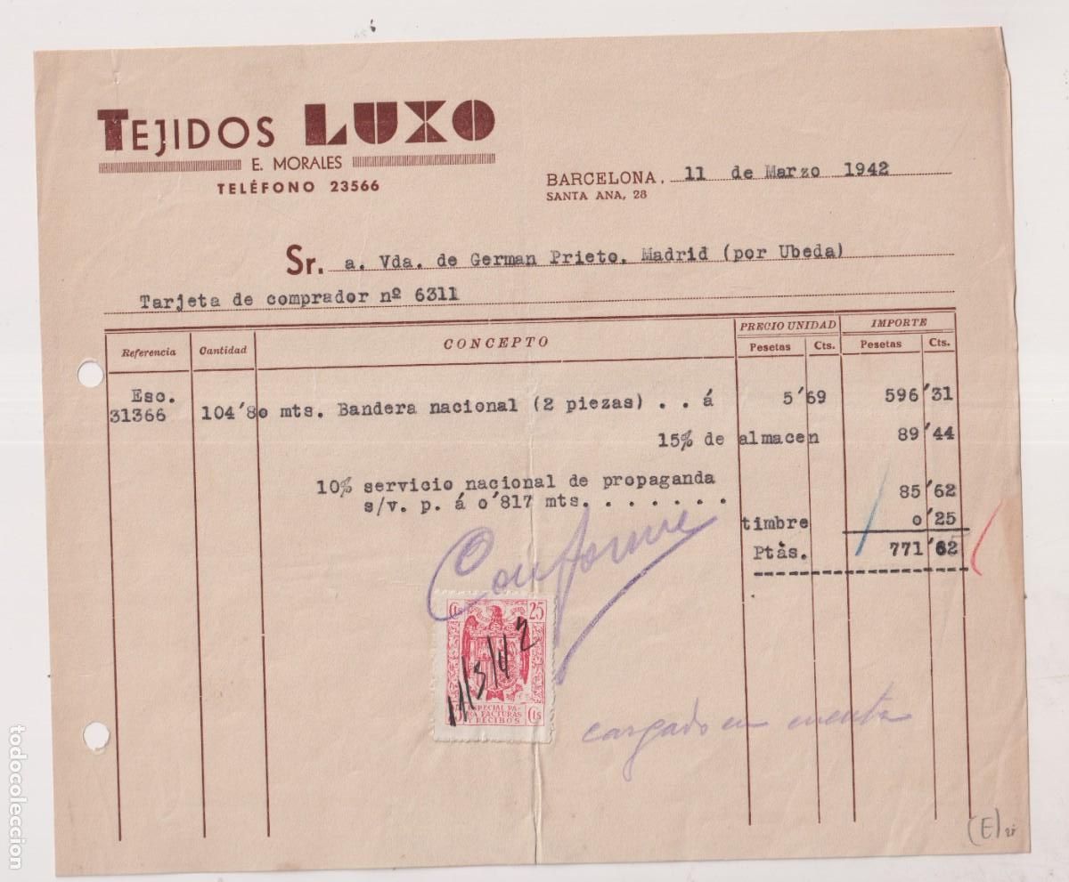 Cartas comerciales: Tejidos Luxo, E. Morales. Barcelona. - Foto 1