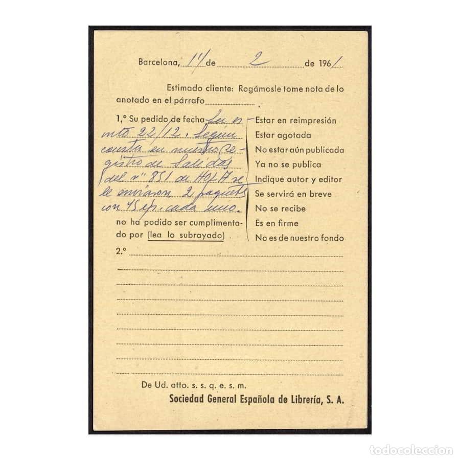 Cartas comerciales: Espa&ntilde;a 1961 [SOB] Sobre comercial S.G.E.L. (C) - Foto 2
